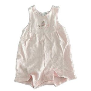 Authentic Celine Baby Pink Romper with Embroidered Bear